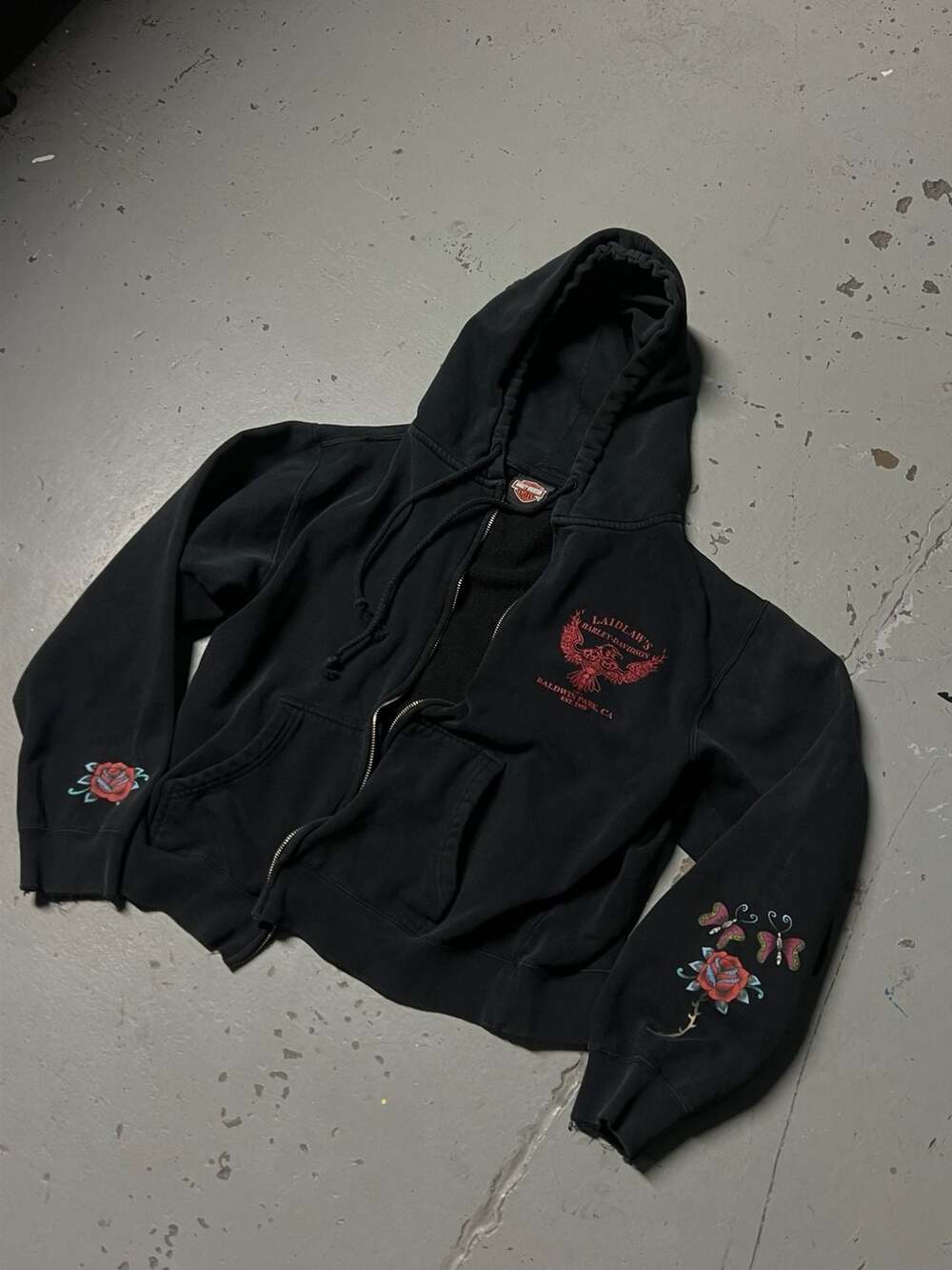 Harley-Davidson Laidlaw's Baldwin Park CA Black Zip Hoodie with Embroidery